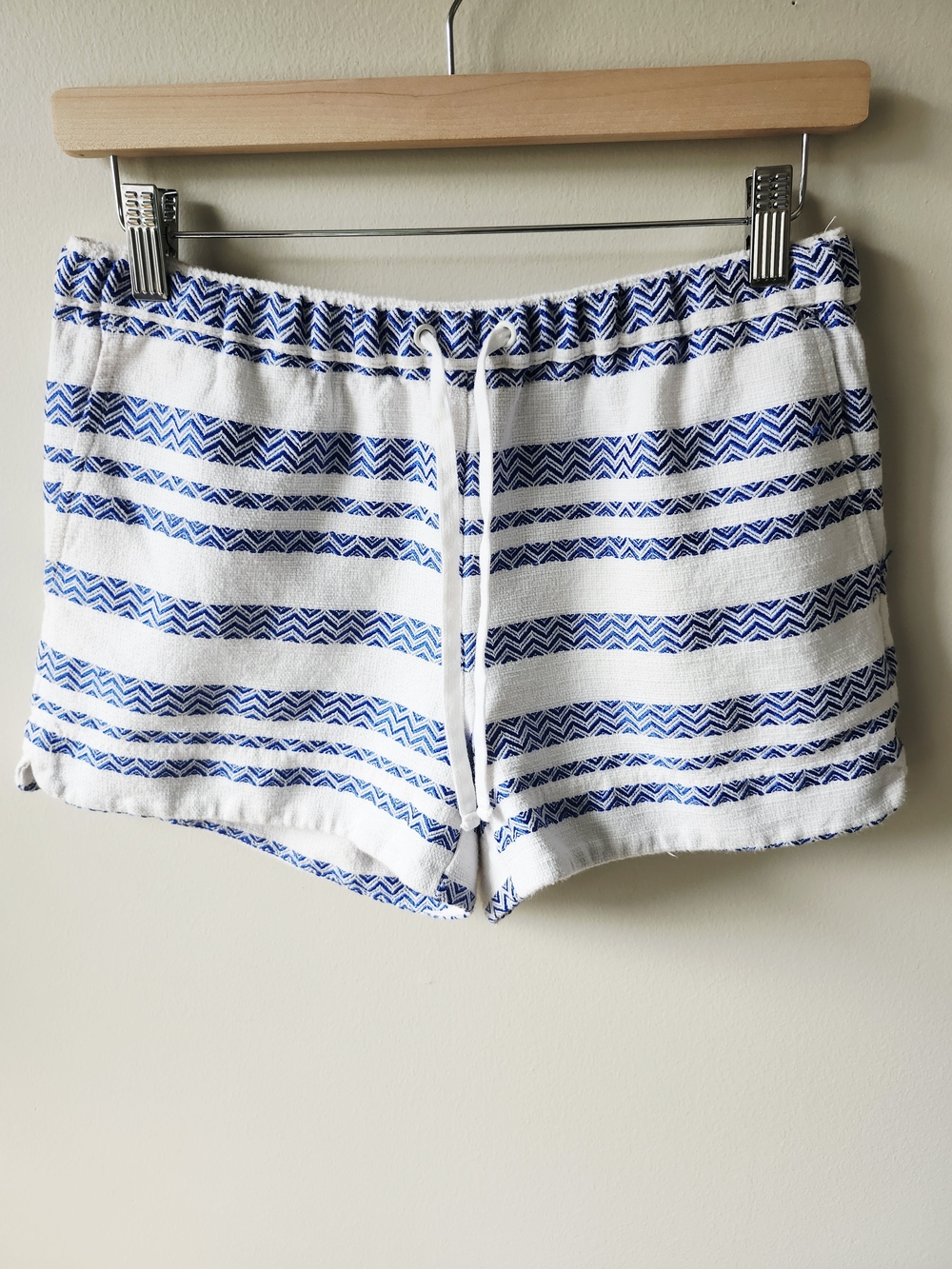 White and Blue Striped Terry Shorts - Picture 2 of 8